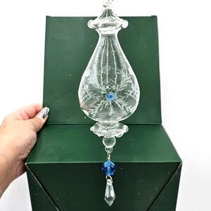 Set of Two Exquisite Etched Glass Ornaments